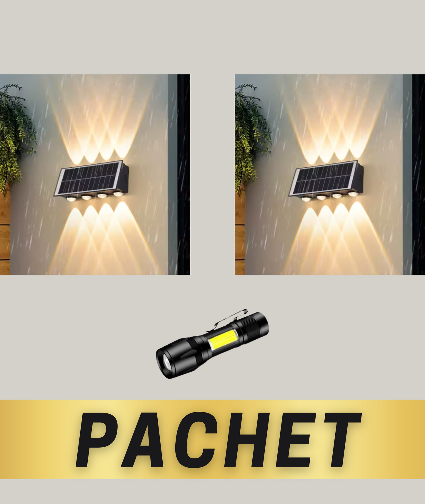 Lampă Solară de Perete Exterior LED 8W – Iluminare Dublă Sus-Jos, 8 LED-uri Puternice, 12.000mAh, Lumină Caldă – Economie de Energie și Design Modern