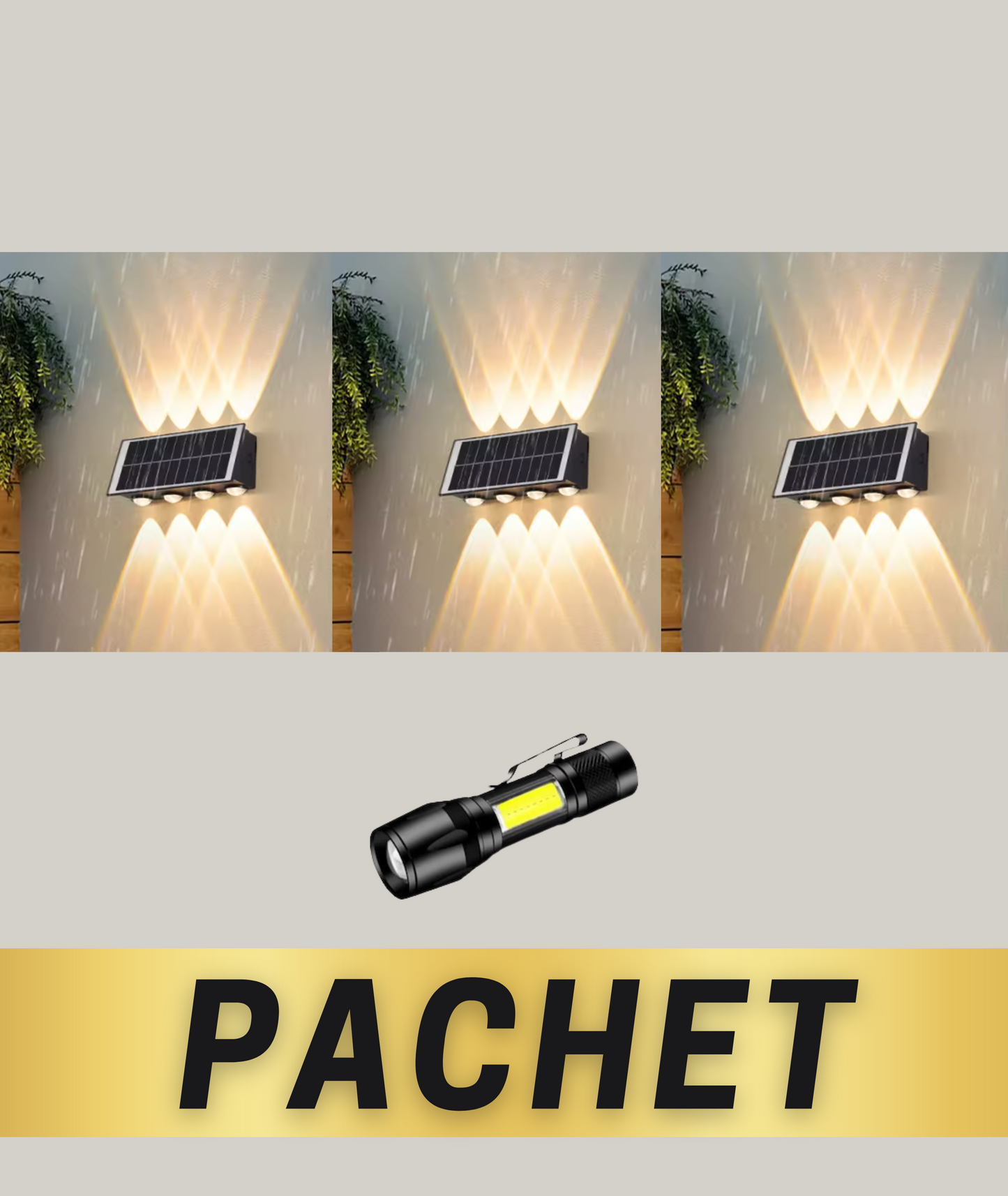 Lampă Solară de Perete Exterior LED 8W – Iluminare Dublă Sus-Jos, 8 LED-uri Puternice, 12.000mAh, Lumină Caldă – Economie de Energie și Design Modern