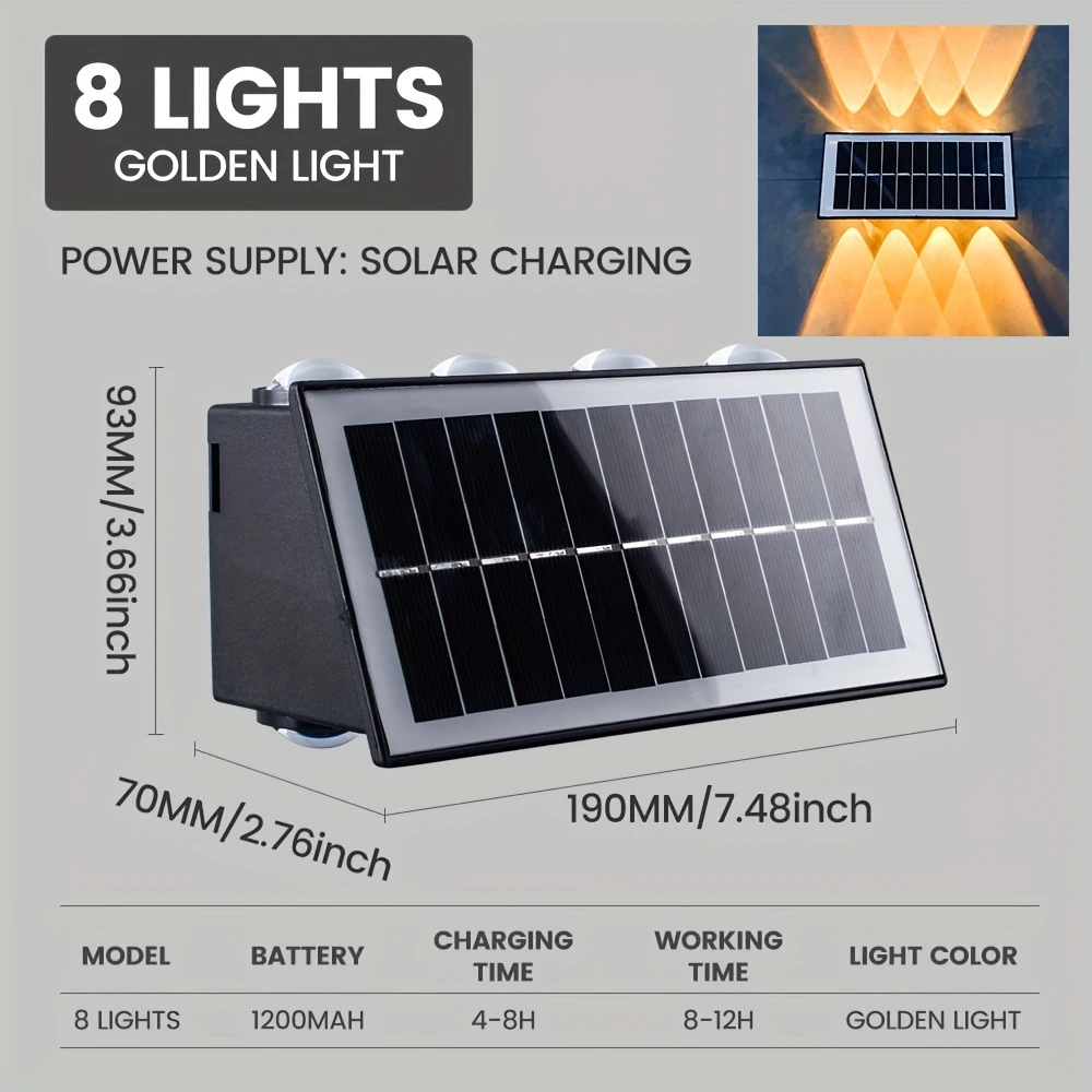 lampă solară LED de perete exterior 8W cu iluminare sus-jos