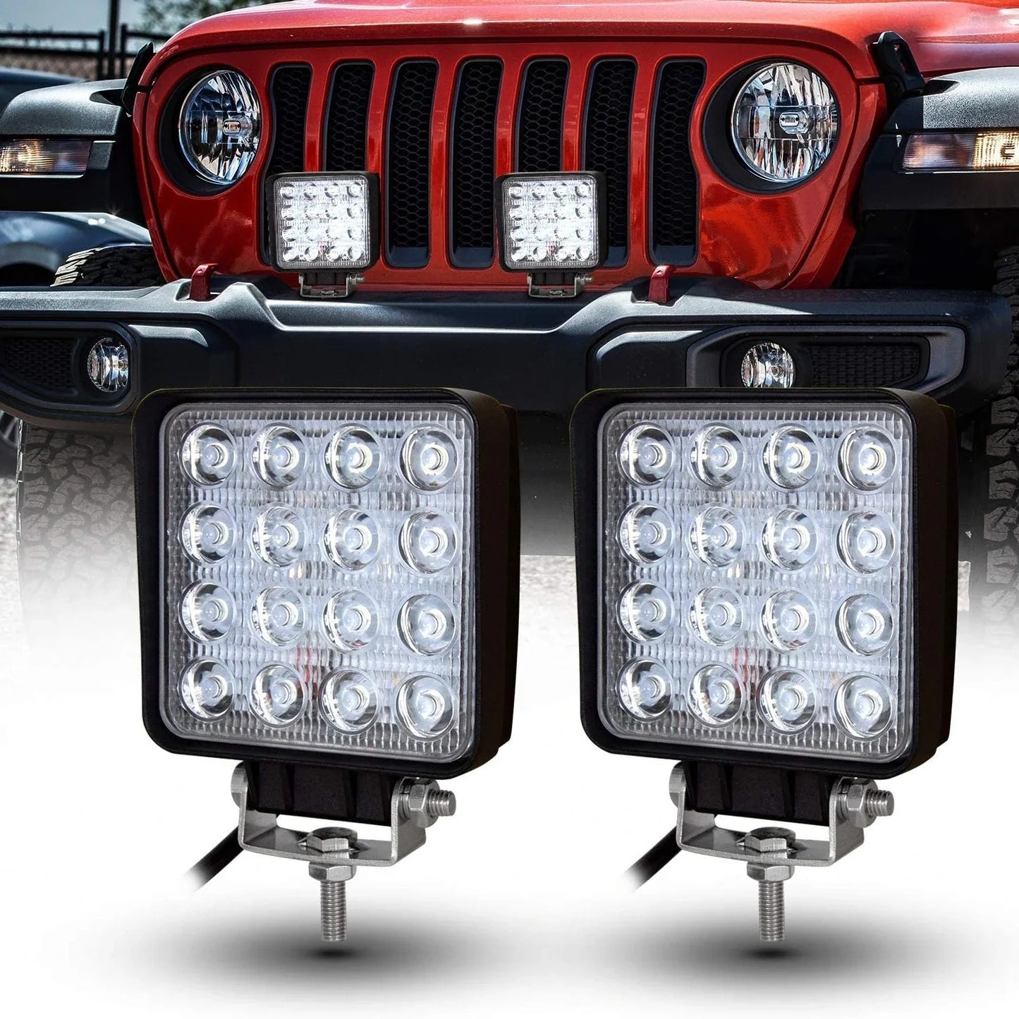 Proiector Auto Pătrat 48W 16 LED-uri Off-Road