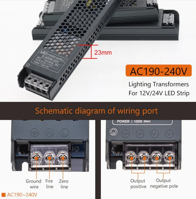 Adaptor LED DC 12V Ultra Subțire pentru Iluminat Fără Zgomot