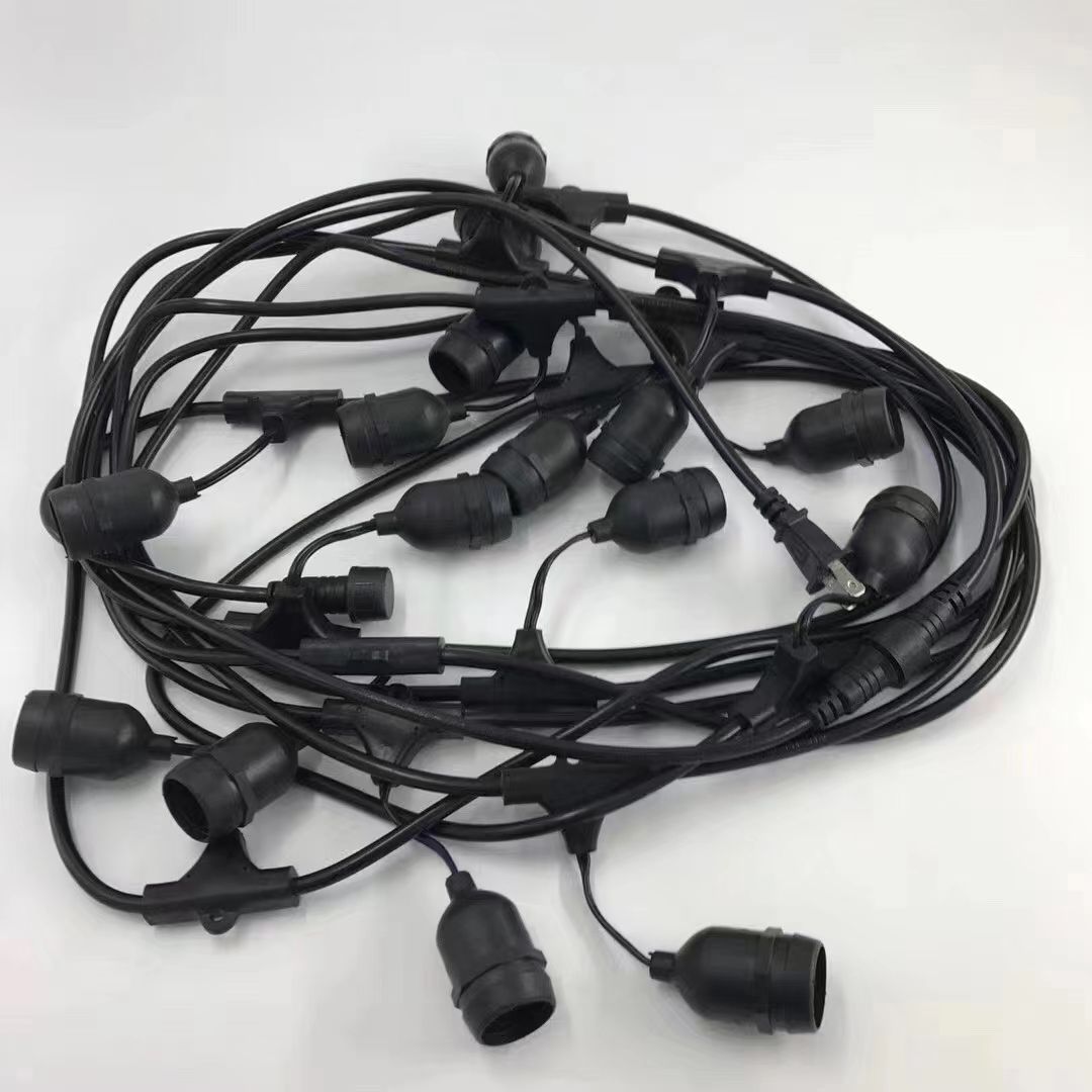 Ghirlandă luminoasă LED exterior 10m cu 20 socluri E27 și cablu din cupru premium