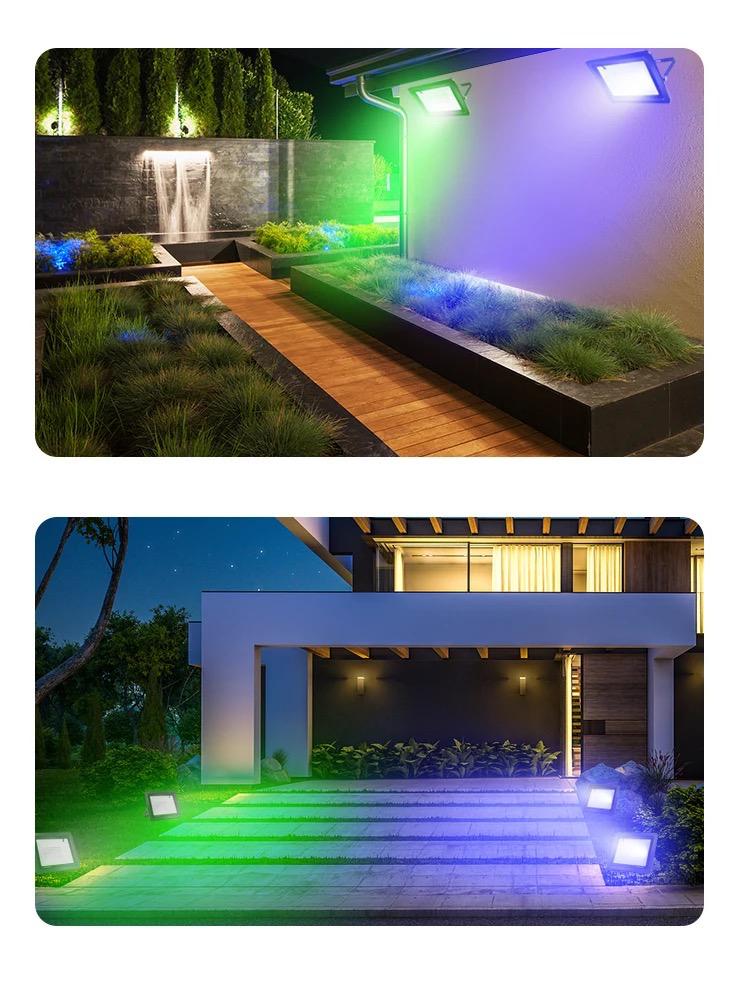 Iluminat exterior LED RGB 200W cu protecție IP66 și telecomandă