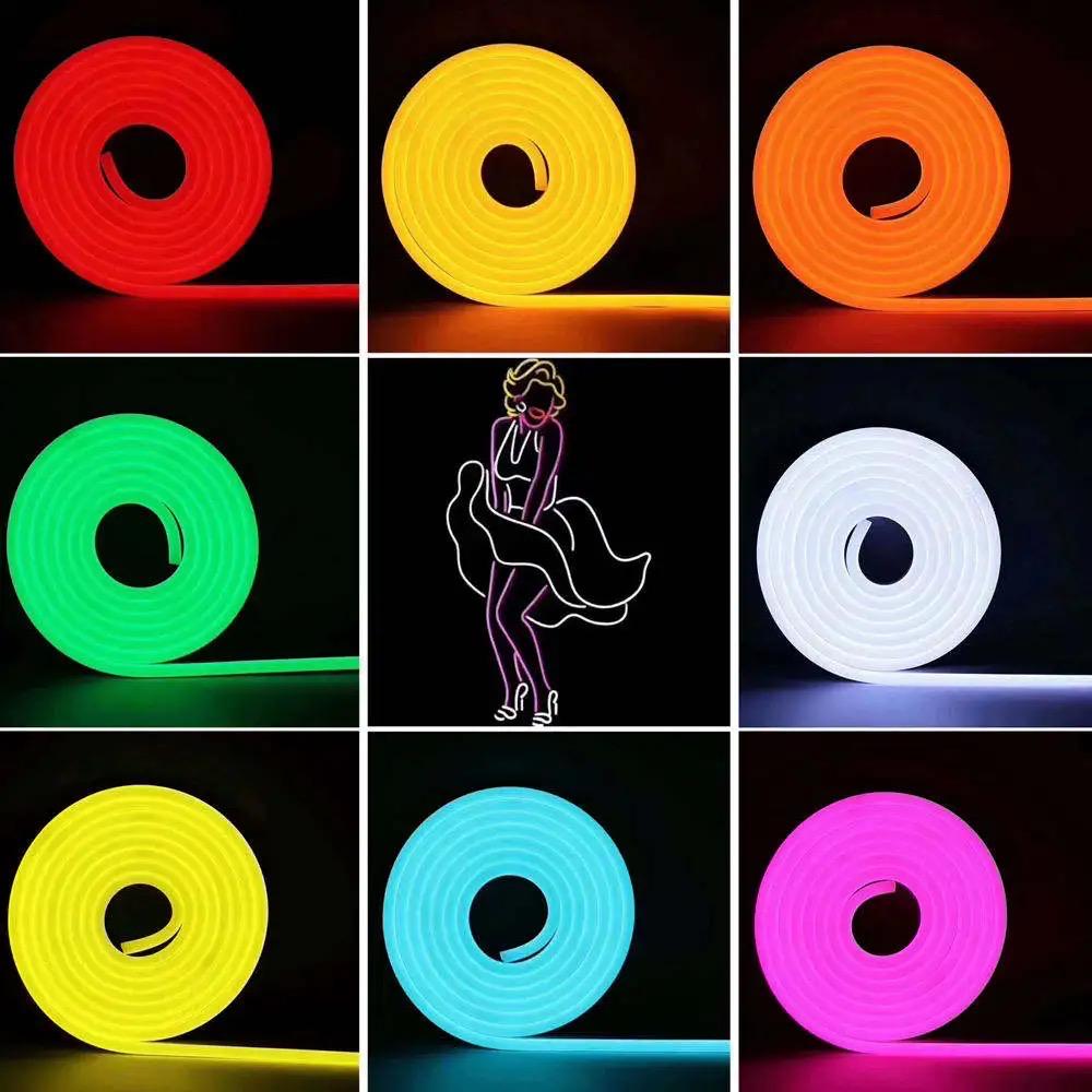 Bandă LED Neon Flex 12V 5M - Culoare Albă, Roșie, Albastră, Verde