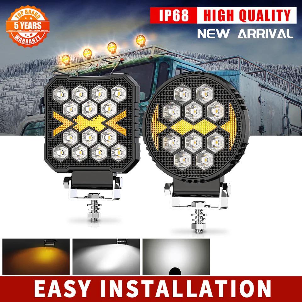 proiector auto 4 inch DRL alb rece și galben 12-24V
