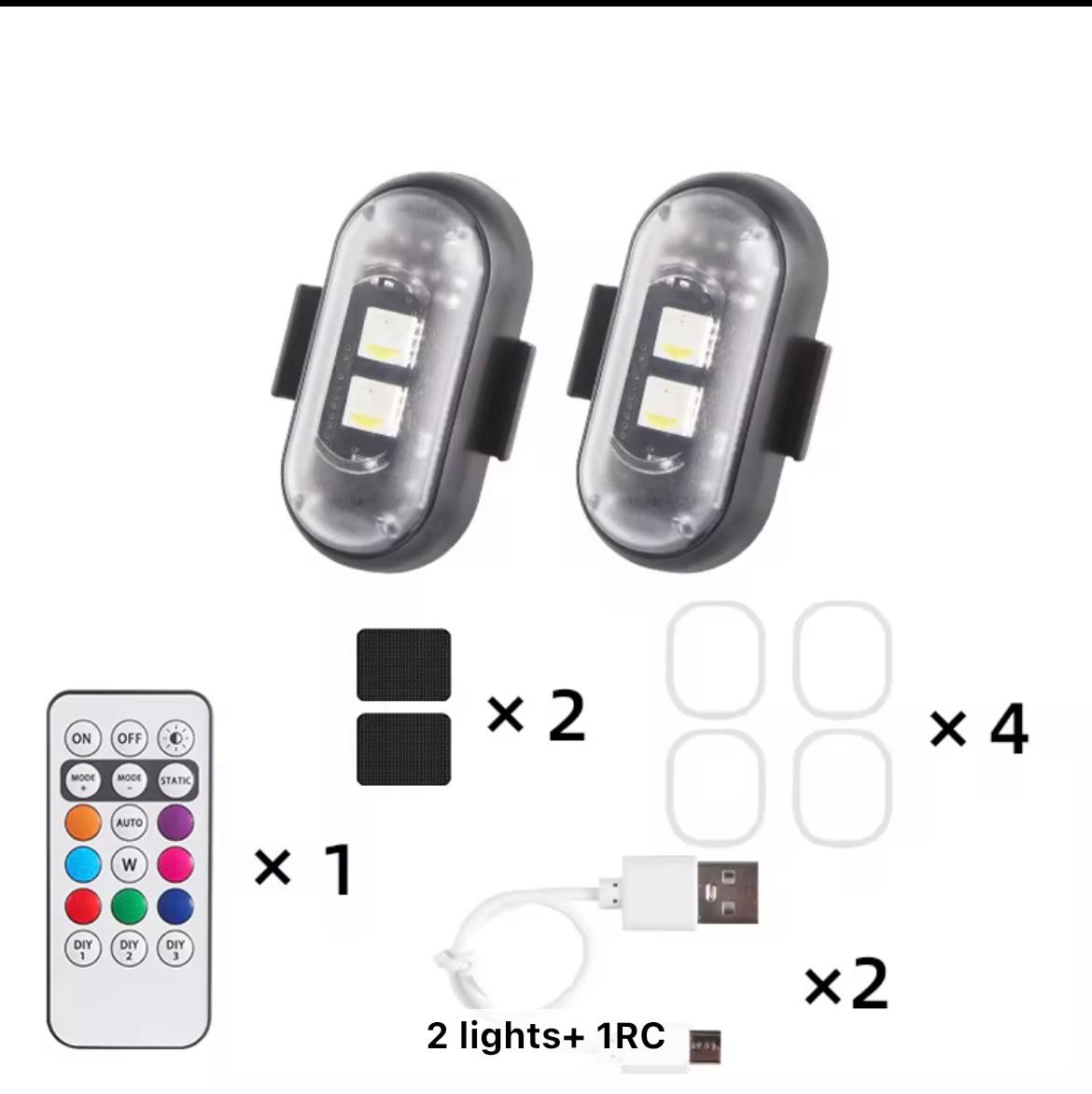 Lampă LED Auto Moto cu 8 Culori, Control de la Distanță și Funcție Anticoliziune