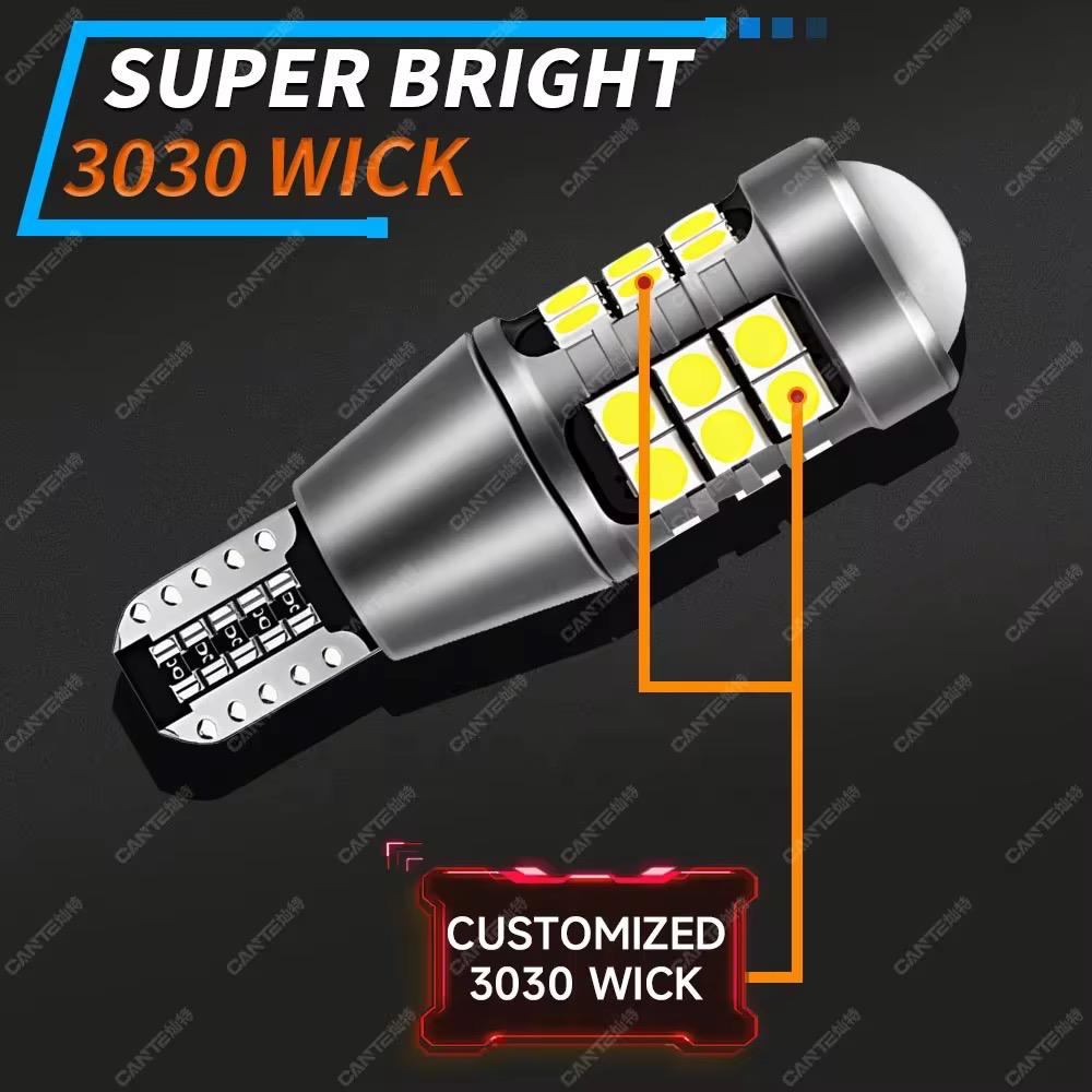 Becuri LED auto T15 3030 27 SMD cu Lupa fără eroare