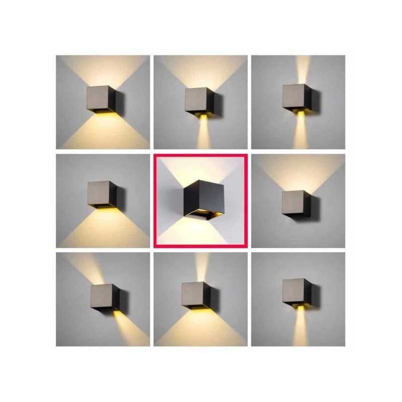 Lumină LED Cubică pentru Perete Exterior 2x3W, Rezistentă la Intemperii