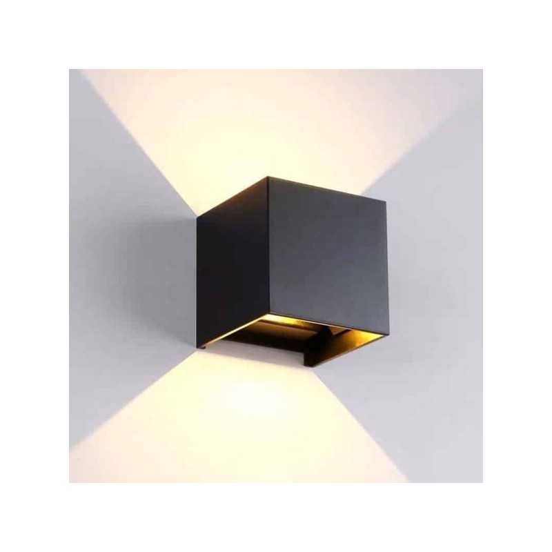 Aplica LED Exterior Perete 2x3W, Design Cubic cu Lumină Reglabilă