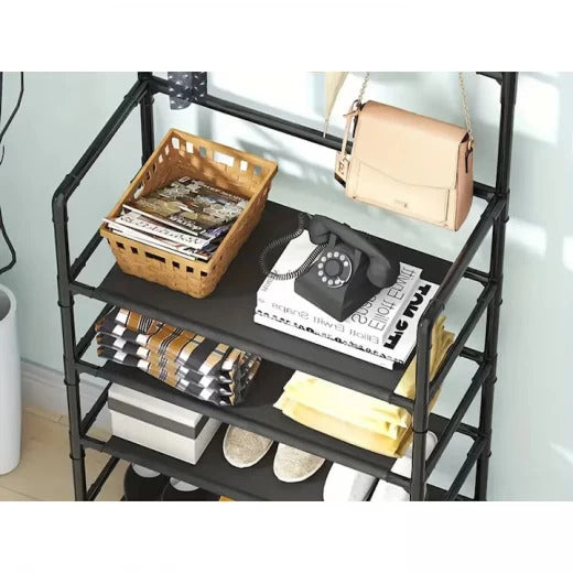 Suport haine si pantofi cu 5 rafturi si 8 carlige – design modern din metal