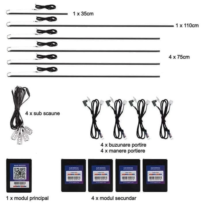 Kit cu 18 piese flexibile luminoase RGB
