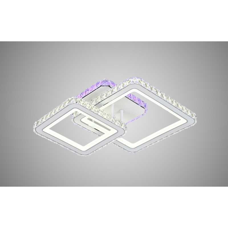 Lustră LED RGB din Cristal și Oțel Inoxidabil cu Telecomandă WiFi și Lumină Reglabilă