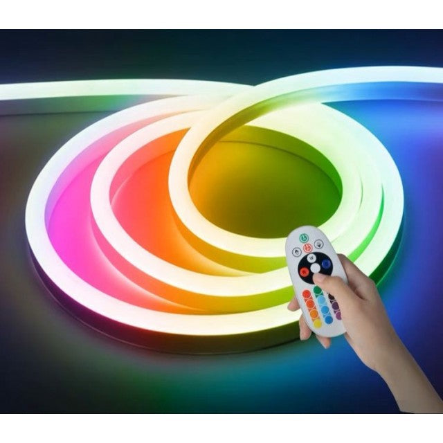 Kit LED Neon Flex RGB 12V cu telecomandă pentru iluminat decorativ