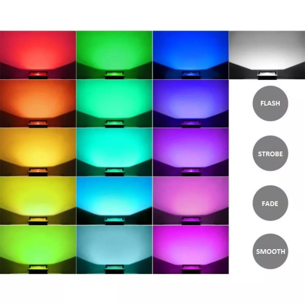 Proiector LED RGB 20W cu telecomandă și protecție IP66