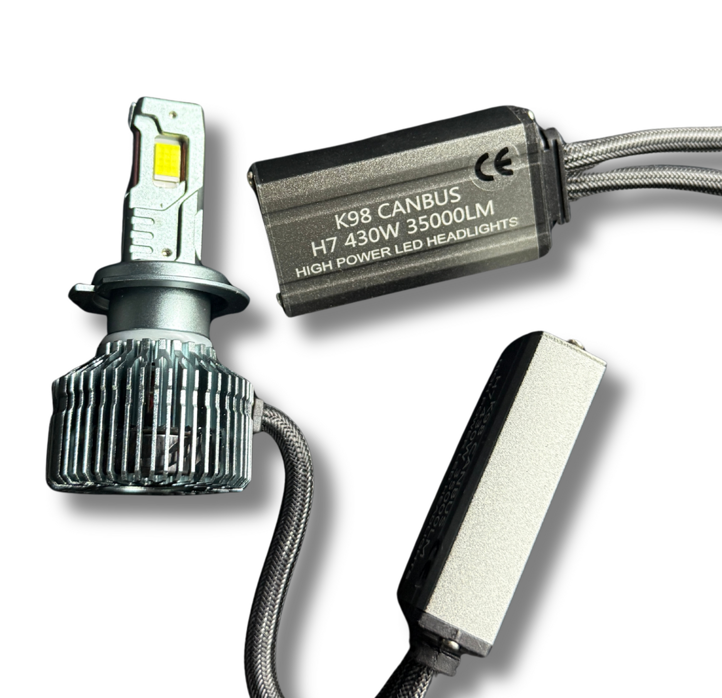 LED auto H7 430W 35000LM alb rece cu ventilator si 3x cupru