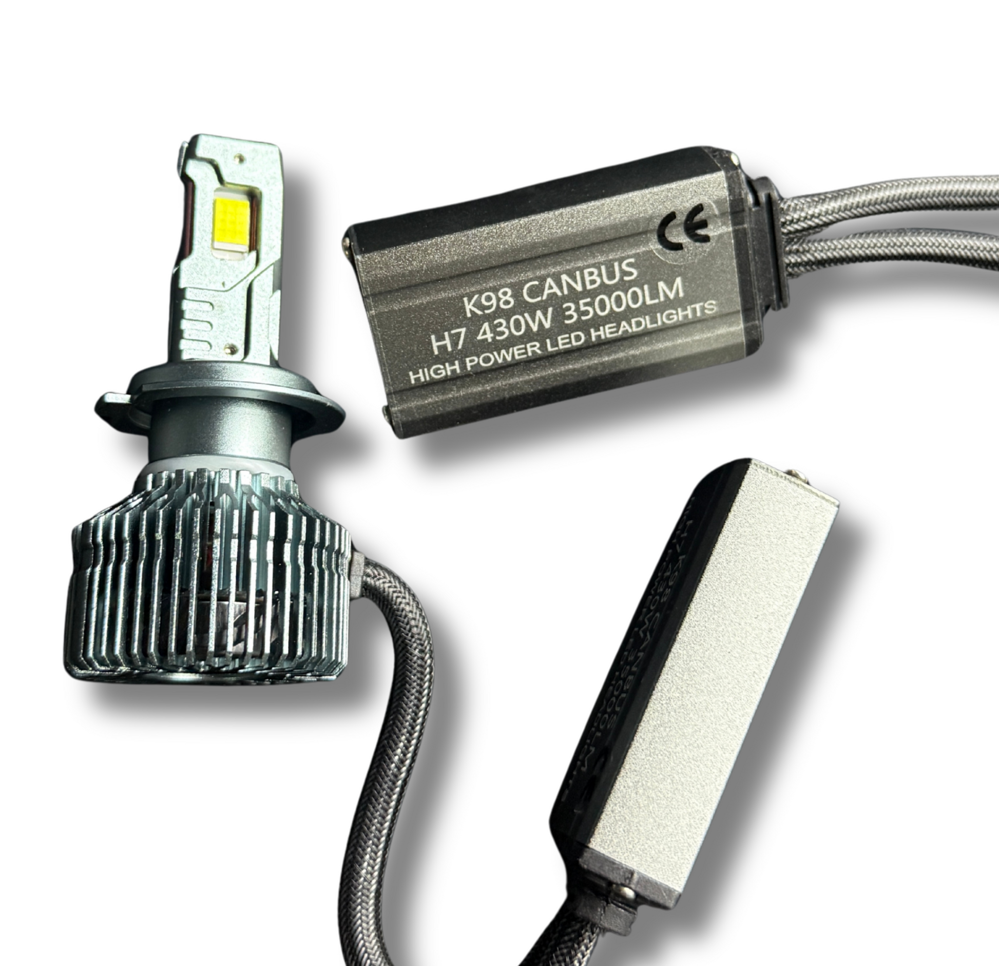 LED auto H7 430W 35000LM alb rece cu ventilator si 3x cupru