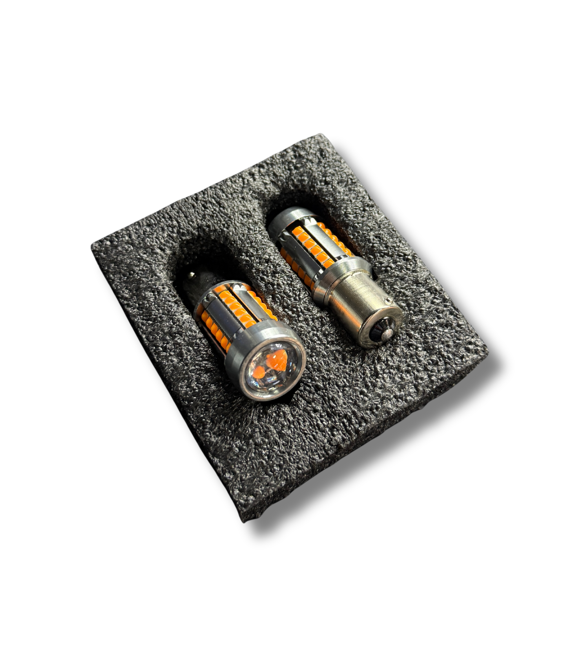 set 2 becuri led auto 1156 p21w canbus semnalizare lumina puternica galben