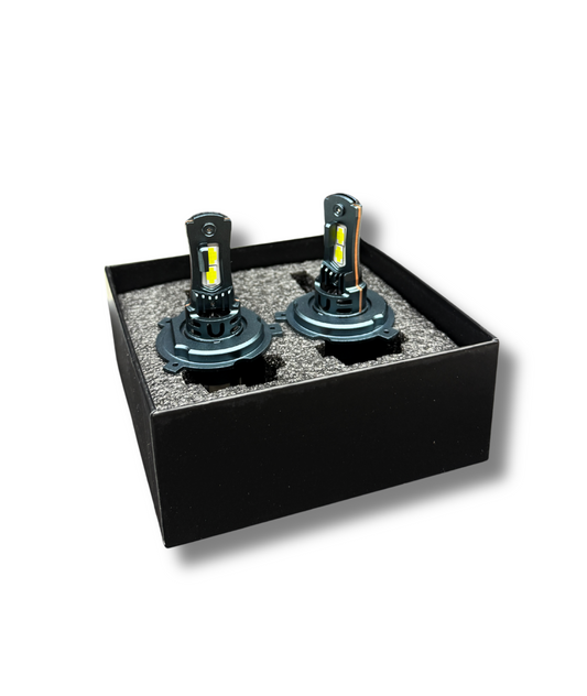 Set 2 becuri LED auto H4 CANBUS 150W 19000LM – Faruri LED mașină model 2025 cu ventilator de răcire și chip 3570