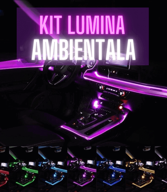 Kit 5 Benzi LED Lumini Ambientale Auto RGB