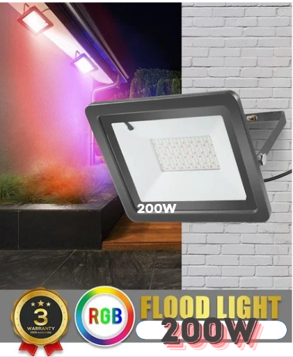 Proiector LED RGB 200W cu 16 culori și 4 efecte IP66