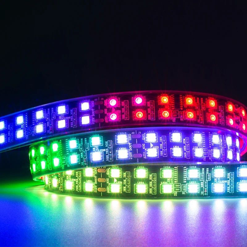 Bandă LED RGB 5050 Premium 2 Randuri, 120 LED-uri/m, Protecție Cauciuc