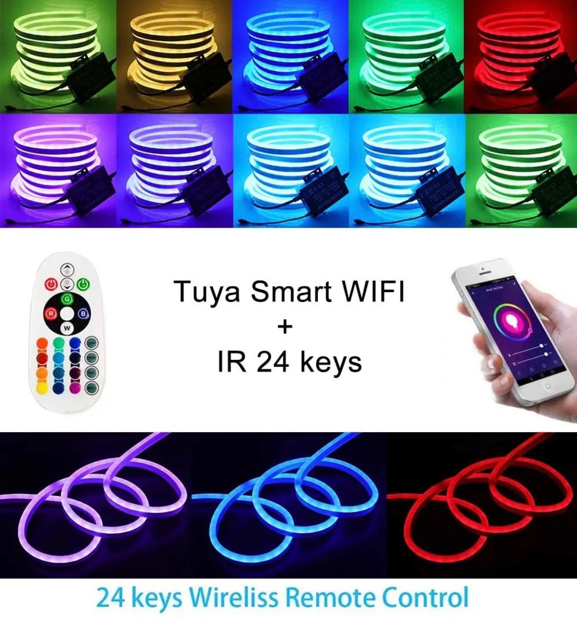 Controller Cablu Alimentare cu Telecomandă și Aplicație SMART WiFi pentru Furtun Neon RGB sau Bandă LED RGB - Max 50M/750W - 110-220V