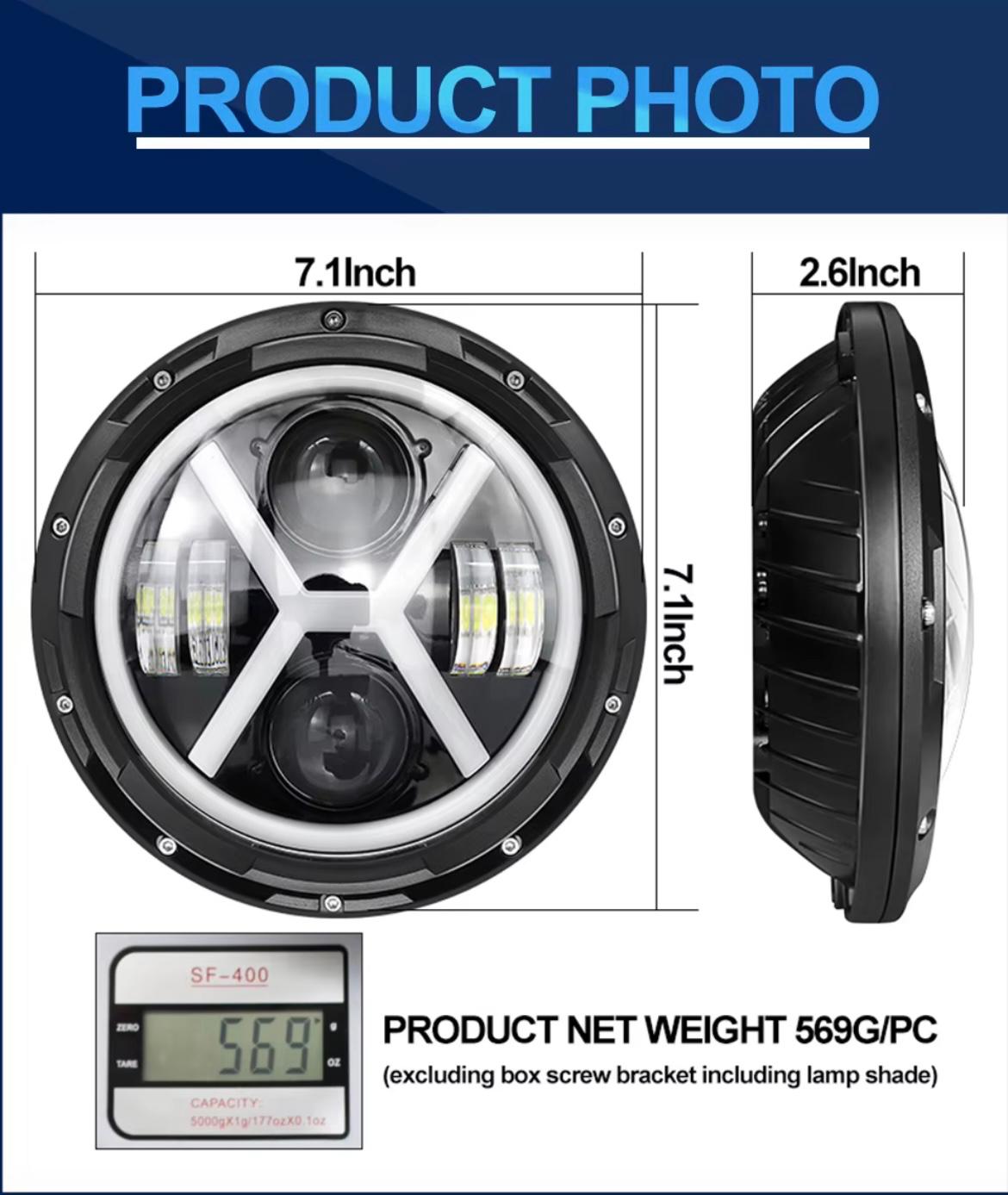 Lupă LED Far Auto 95W 7 Inch 10.000LM 6500K – 4 Moduri: DRL, Semnal, Fază Scurtă și Lungă – Iluminare Intensă Off-Road și Trafic