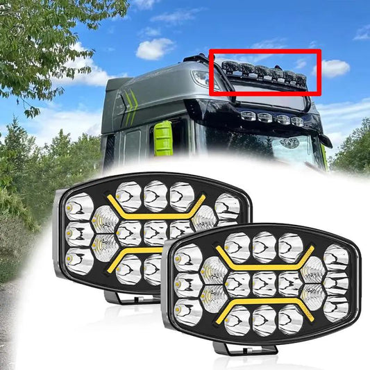 proiector LED auto 120W cu DRL galben și alb rece
