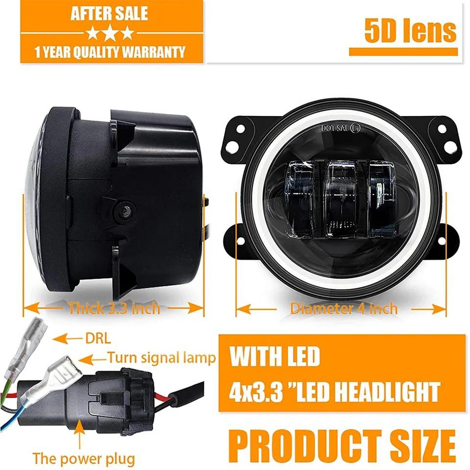 Lumini auto LED ceață cu Angel Eyes galben pentru vizibilitate în condiții dificile