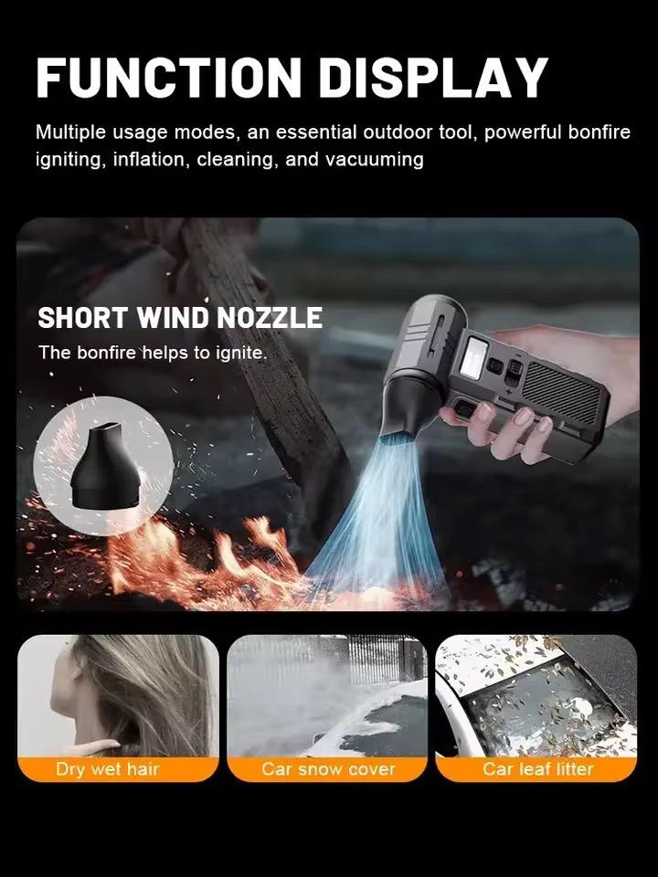 aspirator auto portabil cu baterie 8.000mAh și 6 accesorii