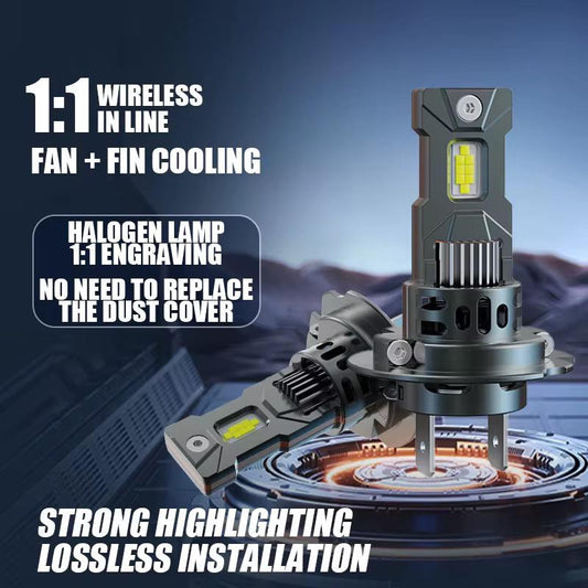 Set 2 Becuri LED Auto H7 Multimodel CANBUS 150W 19.000LM – Model Nou 2025 cu Ventilator si 4x Chip 3570 Ultra Puternic pentru Vizibilitate Maxima