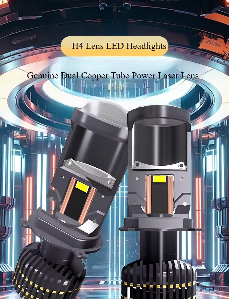 Set 2x Becuri LED H4 Canbus - 160W, 6.000K, 28.000LM/set cu Lupa - Doua Faze