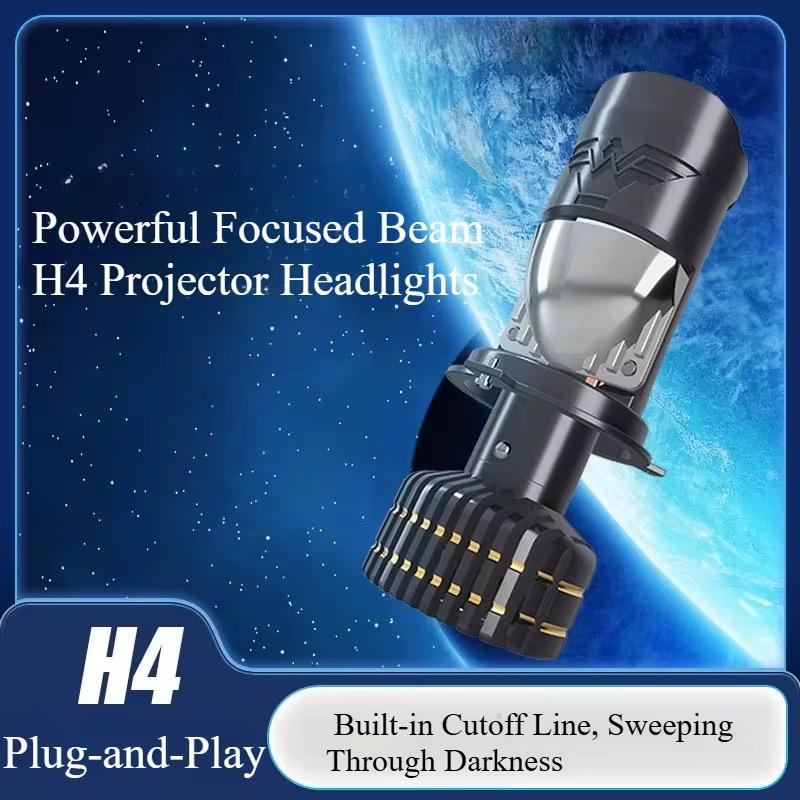 Set 2x Becuri LED H4 Canbus - 160W, 6.000K, 28.000LM/set cu Lupa - Doua Faze