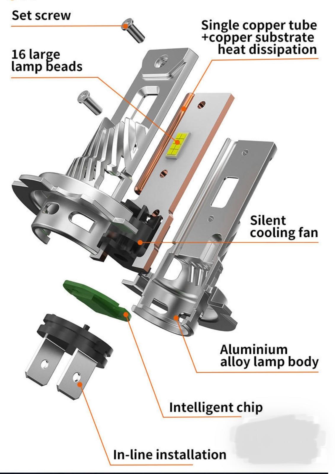 led auto h7 200w lumina alba rece vizibilitate maxima