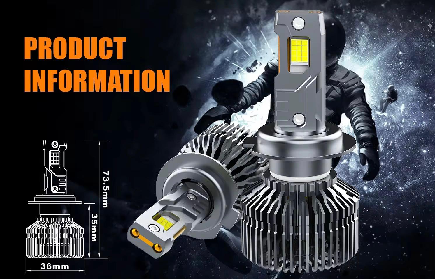 Set 2 LED H7 auto 430W 35000LM High Quality 4575 12 Core alb rece