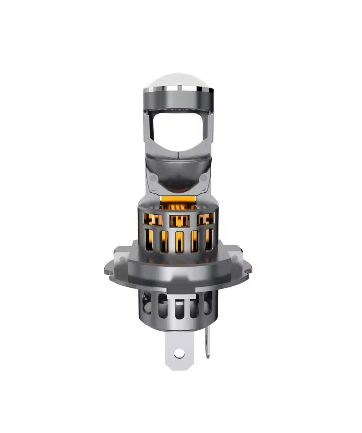 becuri led auto h4 cu lupa canbus ventilator 200w 23000lm lumina alba 6000k
