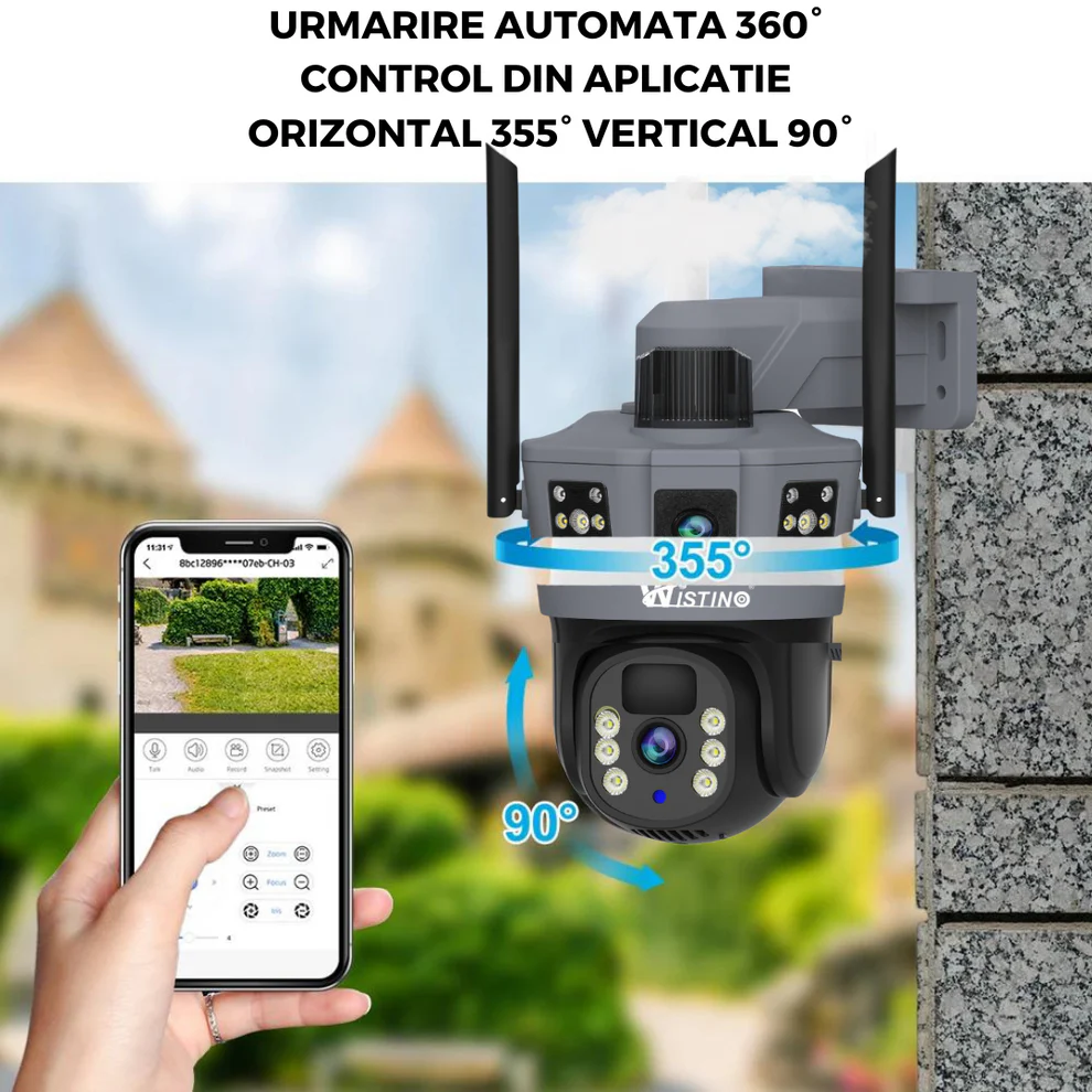 camera supraveghere 4g rotire 355 grade alarma integrata