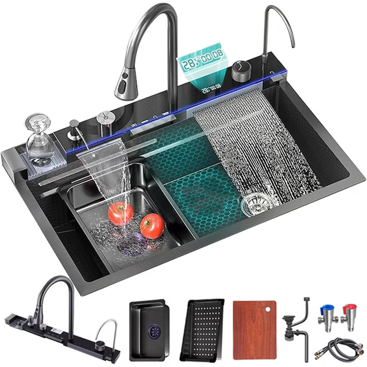 chiuvetă bucătărie inox multifuncțională cu LED 80x45