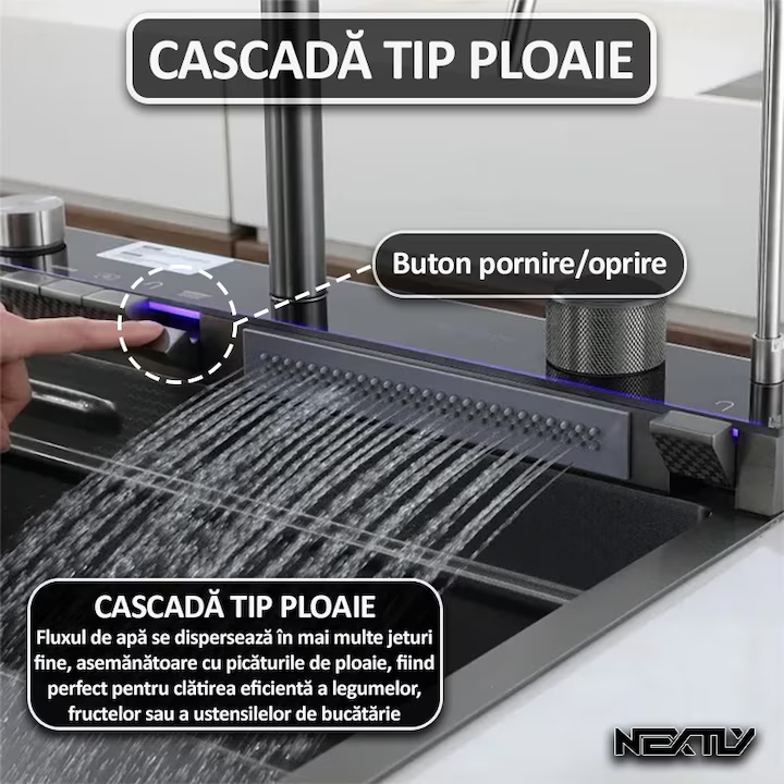 chiuvetă bucătărie multifuncțională inox cu tocător lemn