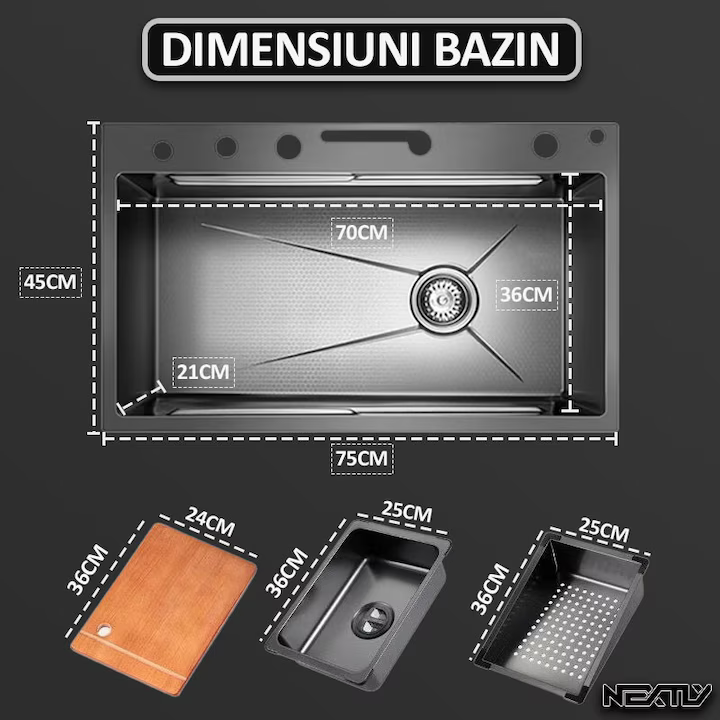 chiuvetă bucătărie inox premium cu montaj flexibil