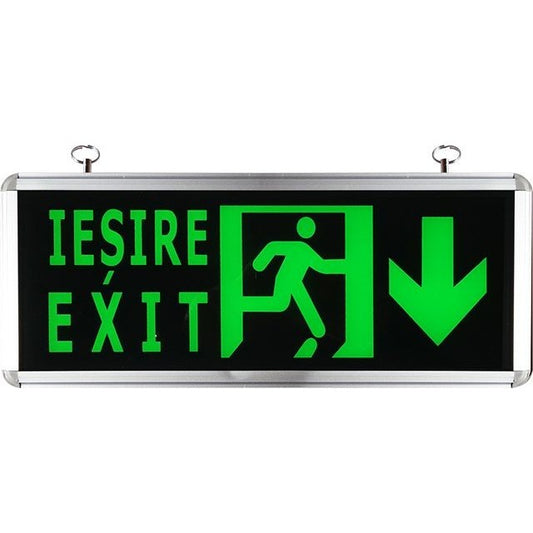 Lampa LED siguranță iesire exit jos 220V 356x150 mm