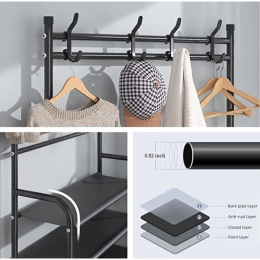 Cuier metalic rezistent cu 5 rafturi si carlige pentru casa sau birou