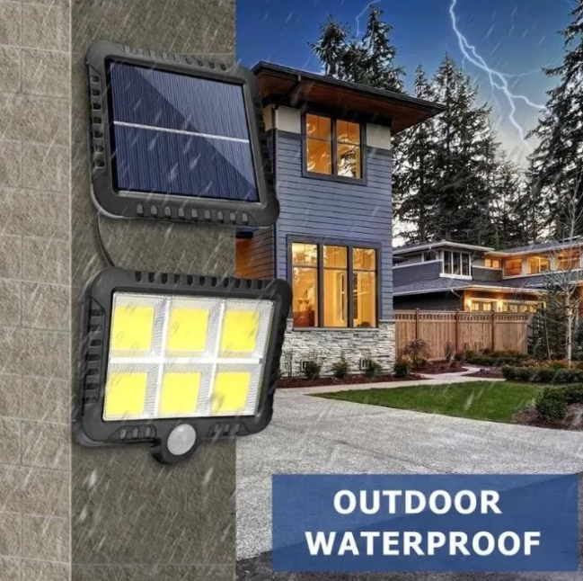 Iluminat exterior solar puternic, 250W, 6 LED COB, telecomandă