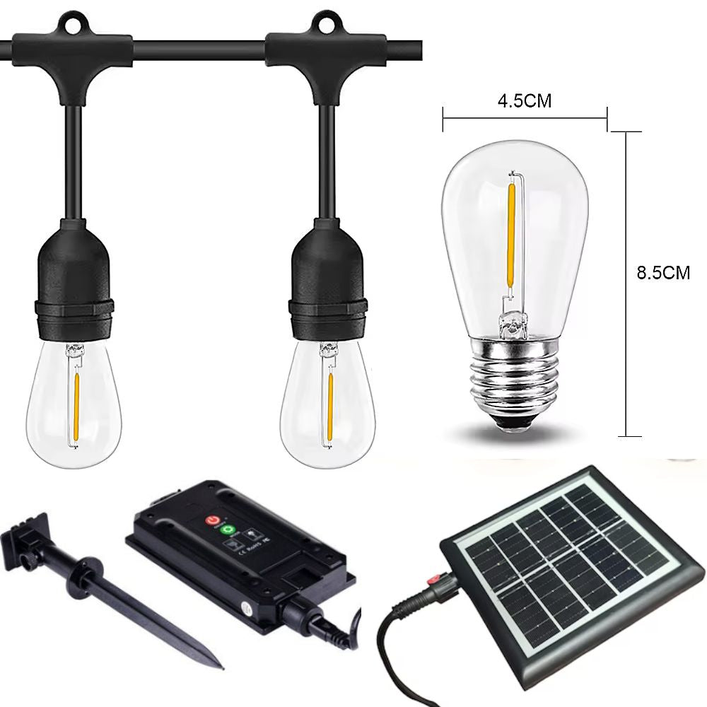 ghirlandă solară LED exterior 20m cu 20 becuri calde