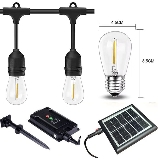 ghirlandă solară LED exterior 20m cu 20 becuri calde