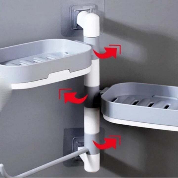 Suport rotativ pentru baie alb/gri – pastreaza totul organizat si la indemana