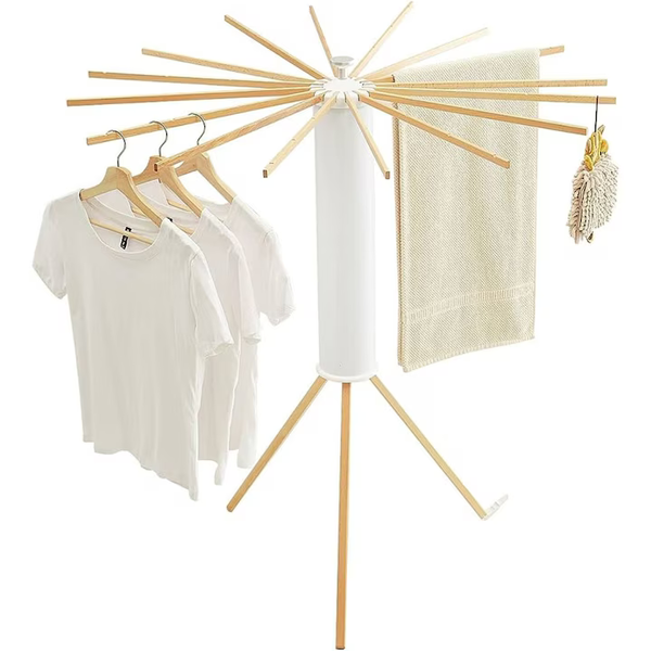 Suport haine pliabil din lemn – uscator rufe reglabil 12/16 bete